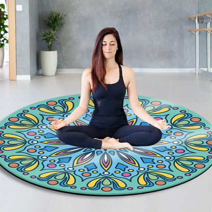 Suede Round Meditation Mat – Non-Slip, Thickened for Yoga, Fitness, Jump Rope & Zen Sitting （Multiple Patterns）