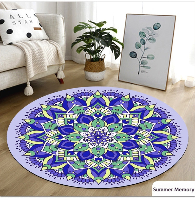 140CM Extra Large Suede & Natural Rubber Meditation Yoga Mat - High-Temperature Digital Print, Sweat-Absorbent, Non-Slip, Zen Meditation Cushion (Multiple Patterns Available)