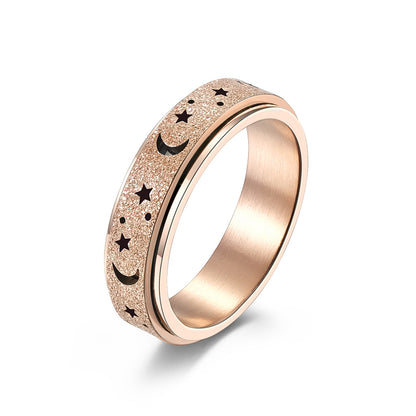 Matte Hollow Star Moon Stainless Steel Spinner Ring for Stress Relief Anxiety – Unisex Meditation Jewelry
