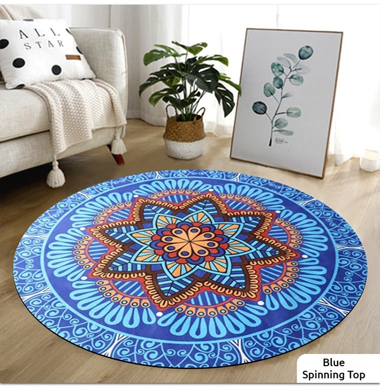 140CM Extra Large Suede & Natural Rubber Meditation Yoga Mat - High-Temperature Digital Print, Sweat-Absorbent, Non-Slip, Zen Meditation Cushion (Multiple Patterns Available)