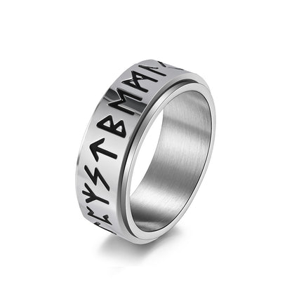 Nordic Viking Rune Spinning Meditation Ring – Stress Relief Titanium Steel Unisex Minimalist Jewelry