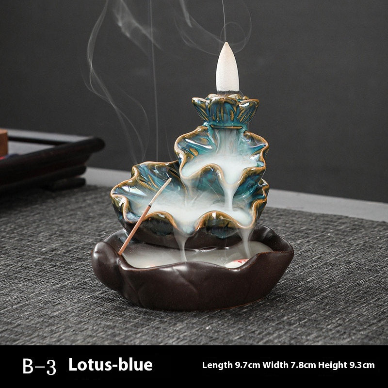 Ceramic Backflow Incense Burner – Handmade Zen Double Fish Design, Reflow Incense Holder for Home Decor, Meditation