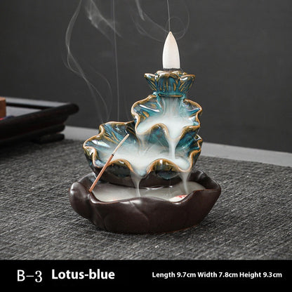 Ceramic Backflow Incense Burner – Handmade Zen Double Fish Design, Reflow Incense Holder for Home Decor, Meditation