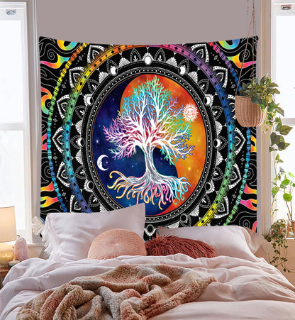 Mandala Meditation Yoga Tapestry, Bohemian Wall Hanging for Living Room & Bedroom, Machine Washable