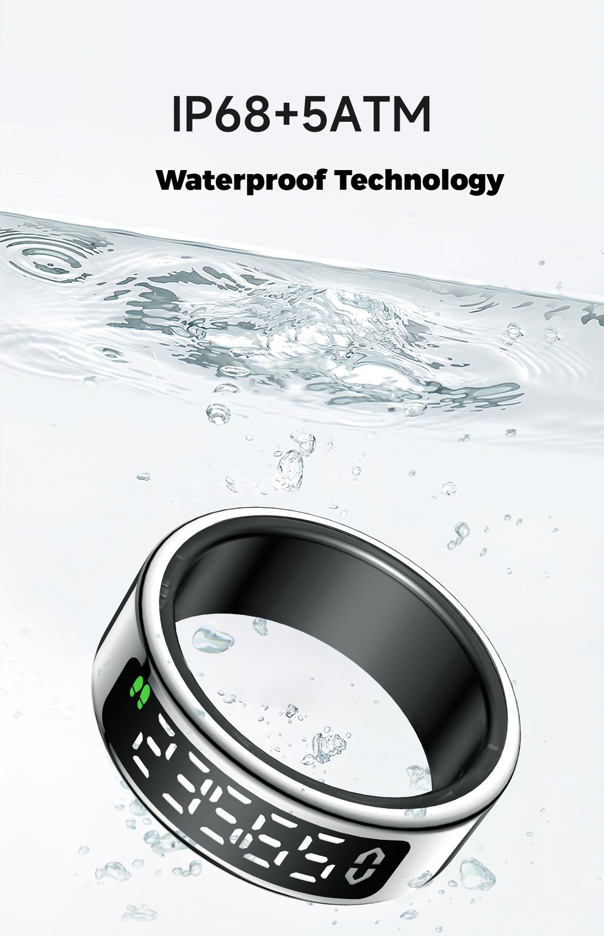 SY01 Smart Ring with Display – Health Monitor for Heart Rate, SpO2, Sleep Tracking, Gesture Control, Long Battery Life, IP68 Waterproof
