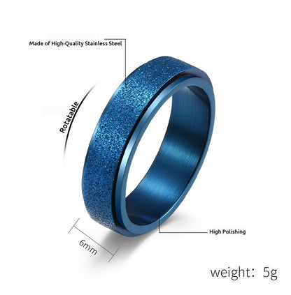 Unisex Minimalist Luxury Matte Pearl Sand Rotatable Titanium Steel Meditation Stress Relief Ring
