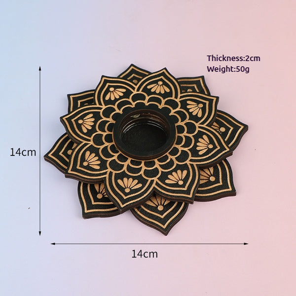 Multi-Layer Crystal Ball Display Stand Wooden Craft Base – Meditation Energy Creative Wooden Decor (Style A/B/C, with Crown Decoration)