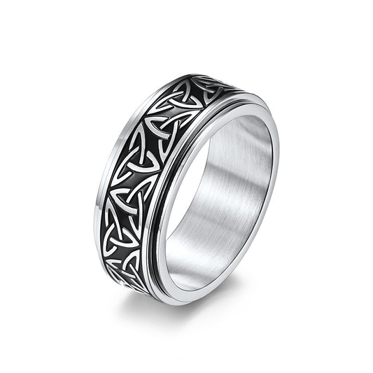 Nordic Viking Tri-Angle Rotating Titanium Steel Meditation Ring – Unisex Stress Relief Anxiety Ring