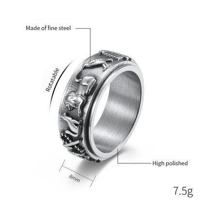 Ancient Egyptian Symbol Titanium Steel Spinning Meditation Ring - Anxiety Relief & Sleep Aid