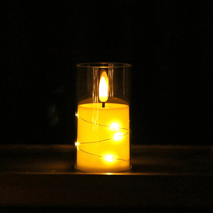 Copper Wire LED Flameless Candle Cup - Remote Control Christmas Party Lights, Meditation Mood Lighting, Restaurant Decor, Acrylic Cup Candles for Wedding