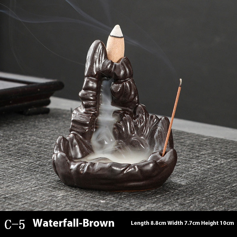 Ceramic Backflow Incense Burner – Handmade Zen Double Fish Design, Reflow Incense Holder for Home Decor, Meditation