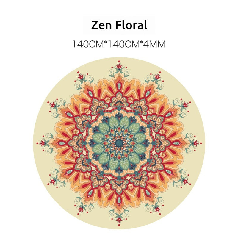140CM Extra Large Suede & Natural Rubber Meditation Yoga Mat - High-Temperature Digital Print, Sweat-Absorbent, Non-Slip, Zen Meditation Cushion (Multiple Patterns Available)
