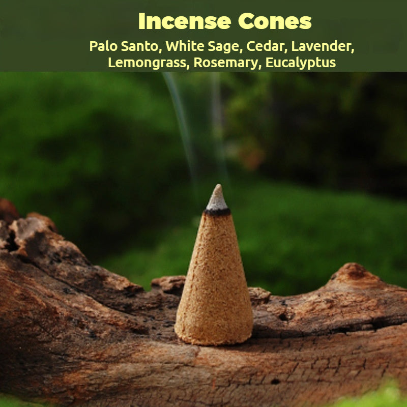 Incense Cones - White Sage/Palo Santo/Cedar/Lavender/Lemongrass/Rosemary/Eucalyptus | Space Cleansing | Meditation Yoga Home