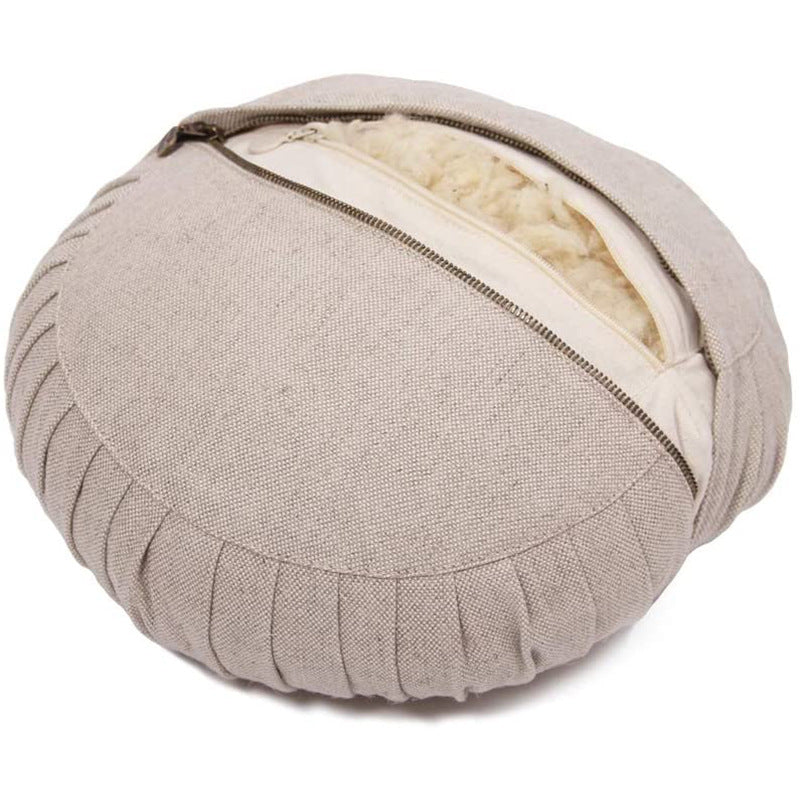 Round Comfort Yoga Meditation Cushion – Soft Exercise Seat Pad, 3D Cotton Filled, Multiple Colors (Purple/Khaki)