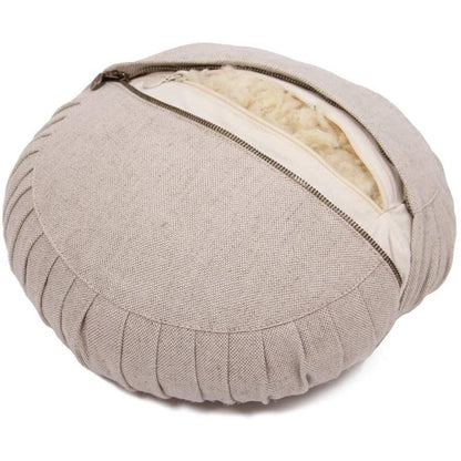 Round Comfort Yoga Meditation Cushion – Soft Exercise Seat Pad, 3D Cotton Filled, Multiple Colors (Purple/Khaki)