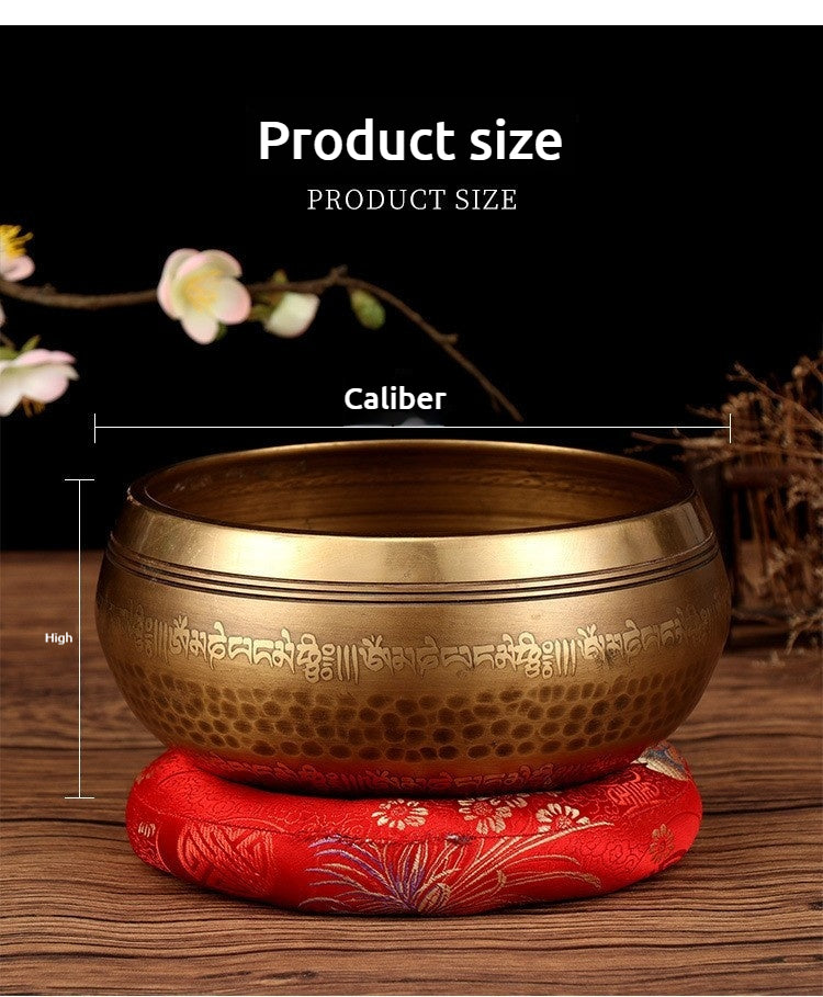 Nepal Handmade Tibetan Singing Bowl - Six-Syllable Mantra Meditation Bowl for Yoga, Sound Healing & Feng Shui (Multiple Sizes)