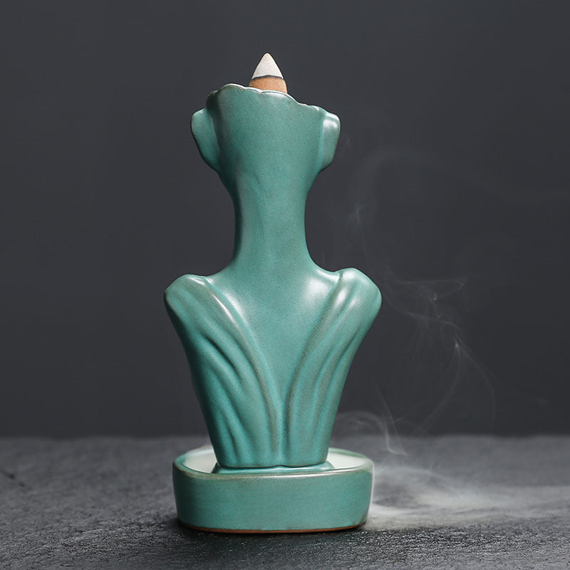 Ceramic Backflow Incense Burner - Matte Blue/Matte Green/Kiln Blue - Zen Meditation Home Decor