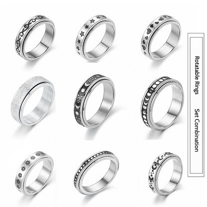 Titanium Steel Geometric Rings - Trendy Euro & Korean Minimalist Style (Black/Gold/Rainbow/Silver/Rose Gold)