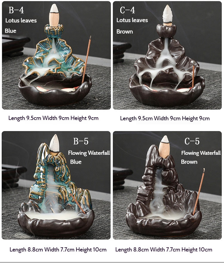 Ceramic Backflow Incense Burner – Handmade Zen Double Fish Design, Reflow Incense Holder for Home Decor, Meditation