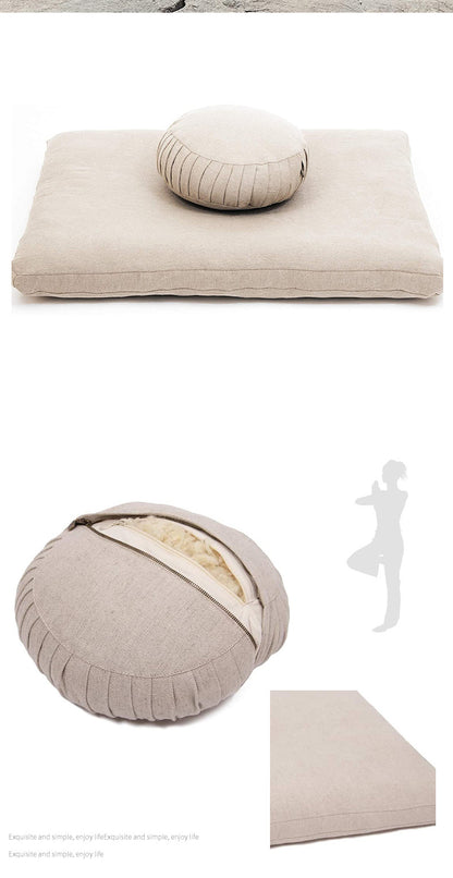 Round Comfort Yoga Meditation Cushion – Soft Exercise Seat Pad, 3D Cotton Filled, Multiple Colors (Purple/Khaki)