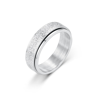 Matte Titanium Steel Rotatable Anxiety Relief Ring – Couple Fashion Jewelry (Black/Gold/Silver/Rainbow/Rose Gold/Blue)