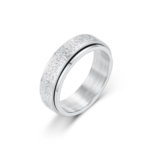 Matte Titanium Steel Rotatable Anxiety Relief Ring – Couple Fashion Jewelry (Black/Gold/Silver/Rainbow/Rose Gold/Blue)