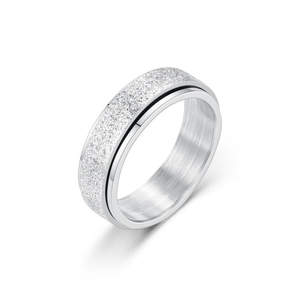 Matte Titanium Steel Rotatable Anxiety Relief Ring – Couple Fashion Jewelry (Black/Gold/Silver/Rainbow/Rose Gold/Blue)