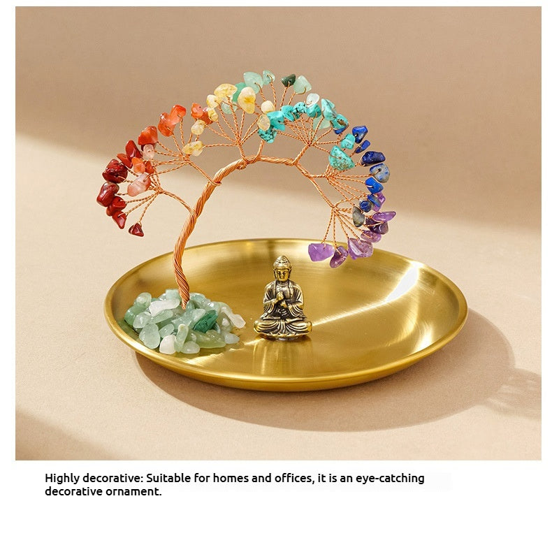 Runke Jewelry 7Chakras Crystal Tree Decor – Buddha Zen Meditation Yoga Feng Shui Ornament with Colorful Crystal