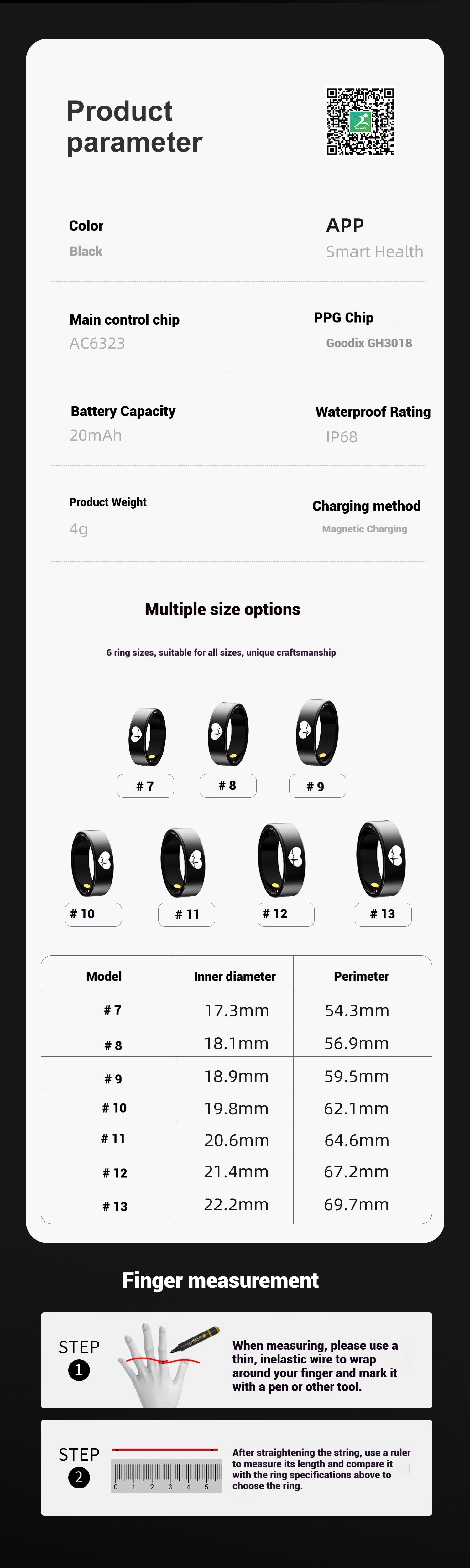 New R30 Smart Ring – ECG/Heart Rate/Blood Oxygen/Temperature/Sleep Tracking/Multi-Sport Modes Health Monitor Ring