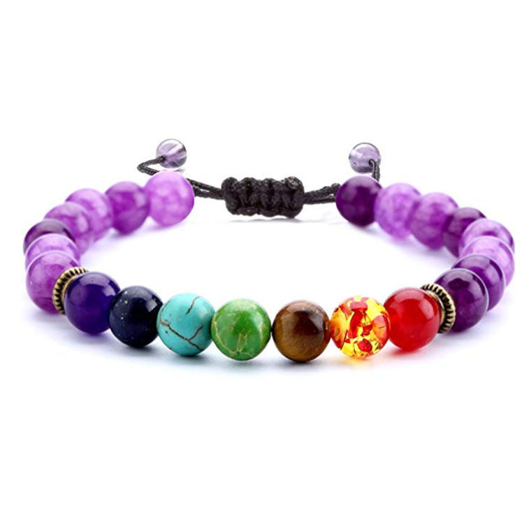 7 Chakra Energy Bracelet - Lapis Lazuli Tiger Eye Braided Meditation Yoga Beaded Bracelet (Unisex)