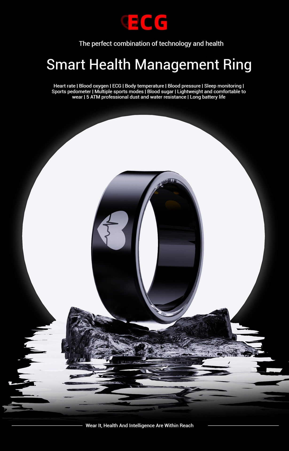 New R30 Smart Ring – ECG/Heart Rate/Blood Oxygen/Temperature/Sleep Tracking/Multi-Sport Modes Health Monitor Ring