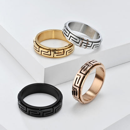 INS Minimalist Luxury Titanium Steel Meditation Spinner Ring for Anxiety Relief, Stress Reduction, Fashion Finger Ring
