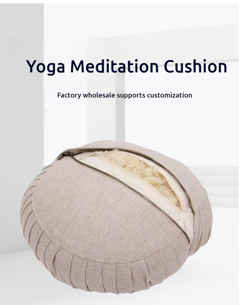 Round Comfort Yoga Meditation Cushion – Soft Exercise Seat Pad, 3D Cotton Filled, Multiple Colors (Purple/Khaki)