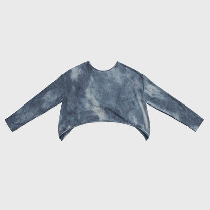Tie-Dye Camouflage Long Sleeve Yoga Tops for Women, Short Cropped Sports Shirt with Back Cutout, Moisture-Wicking Workout Tee