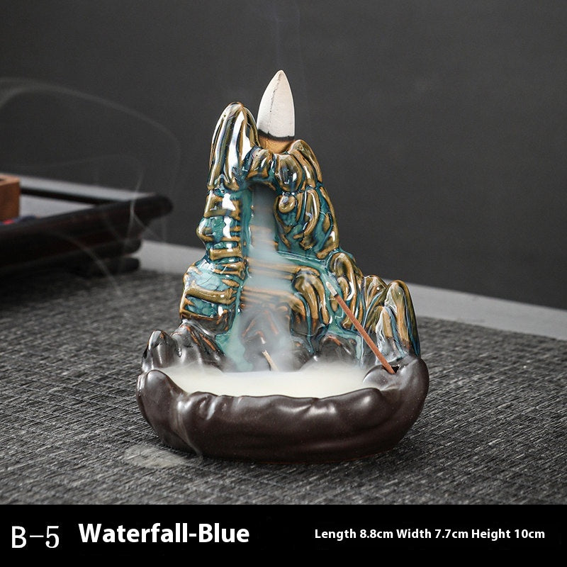 Ceramic Backflow Incense Burner – Handmade Zen Double Fish Design, Reflow Incense Holder for Home Decor, Meditation