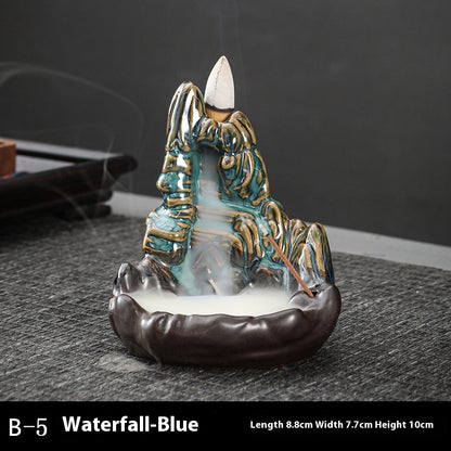 Ceramic Backflow Incense Burner – Handmade Zen Double Fish Design, Reflow Incense Holder for Home Decor, Meditation