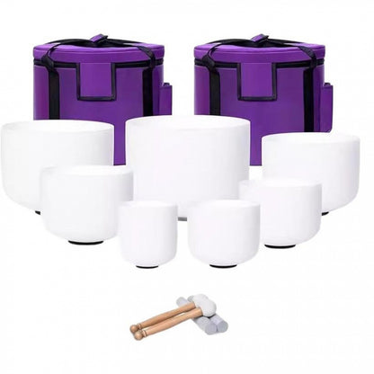 432Hz Crystal Singing Bowl Set - Yoga Meditation Sound Healing Bowl, Stress Relief, High-Purity Quartz, Precision Tuned