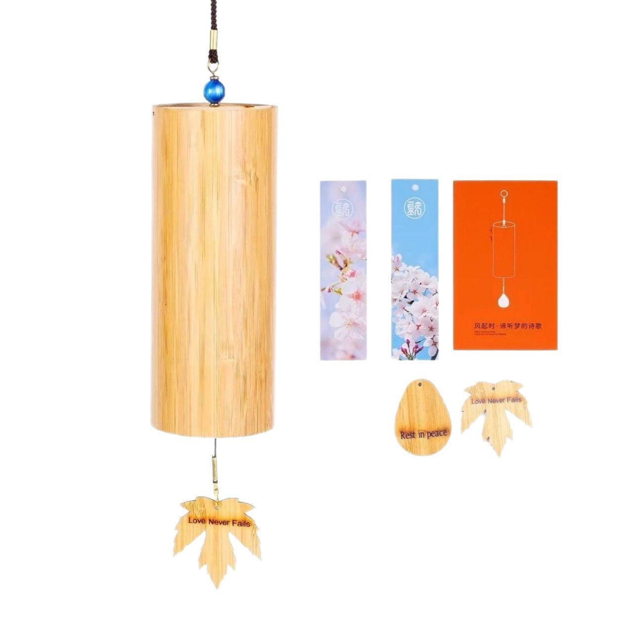 Japanese Wind Chime Handheld Retro Bamboo Meditation Healing Sound of Wind Poetry