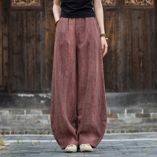 2025 New Ramie Tie-Dye Distressed Casual Pants – Women’s Linen Boho Meditation Harem Pants
