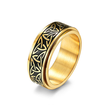 Nordic Viking Tri-Angle Rotating Titanium Steel Meditation Ring – Unisex Stress Relief Anxiety Ring