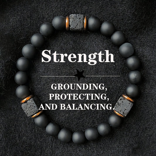 Men's Lava Stone & Black Onyx Bracelet – Meditation Grounding Jewelry for Strength & Mindfulness