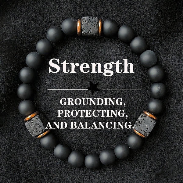 Men's Lava Stone & Black Onyx Bracelet – Meditation Grounding Jewelry for Strength & Mindfulness