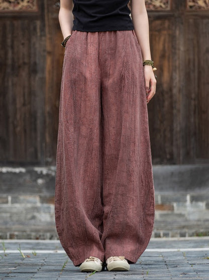 2025 New Ramie Tie-Dye Distressed Casual Pants – Women’s Linen Boho Meditation Harem Pants