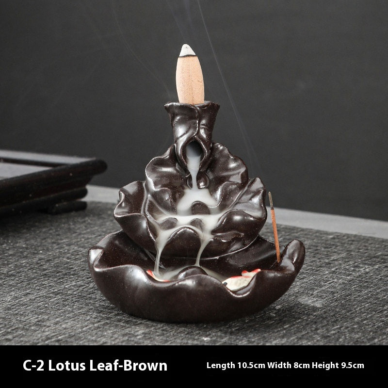 Ceramic Backflow Incense Burner – Handmade Zen Double Fish Design, Reflow Incense Holder for Home Decor, Meditation