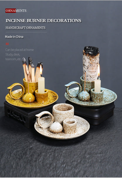 Palo Santo Holder | Sage Burner Tray | Ceramic Incense Burner | Meditation & Zen Aromatherapy | Multi-Functional Home Decor