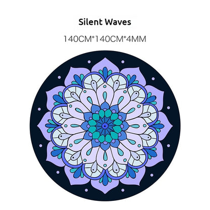 140CM Extra Large Suede & Natural Rubber Meditation Yoga Mat - High-Temperature Digital Print, Sweat-Absorbent, Non-Slip, Zen Meditation Cushion (Multiple Patterns Available)