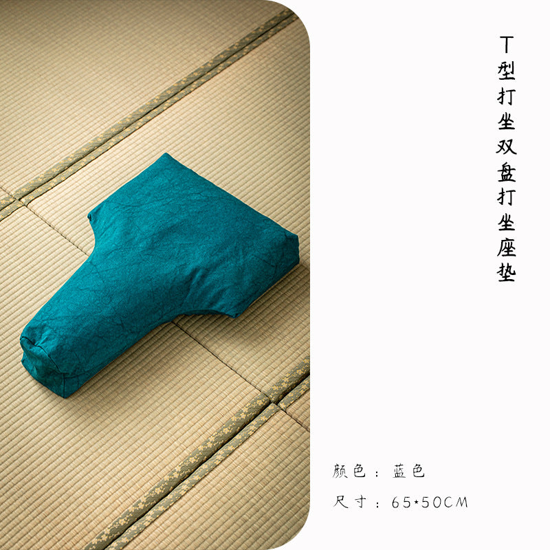 T-Shaped Double Lotus Meditation Cushion - Buckwheat Hull & Cotton Zafu Pillow - Bohemian Style Floor Seating (Multiple Colors)