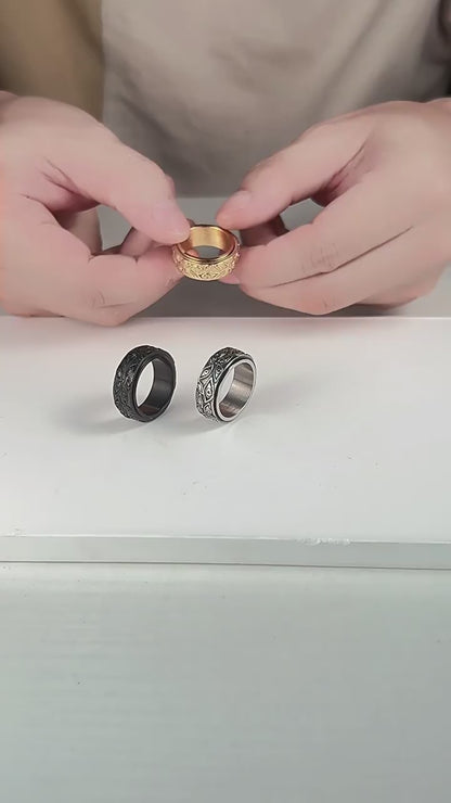 Evil Eye Titanium Steel Ring – Rotatable Anxiety Relief Ring for Men & Women, Vintage Stainless Steel Jewelry